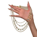 Pearl and Crystal Multistrand Necklace with Draped Gold Tone Chains view 5