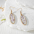 Oval Gold Frame Dried Flower Resin Drop Earrings Four Colors view 5