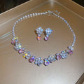 Pink Crystal Necklace Earring Jewelry Pieces Multiple Styles view 5