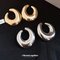 Gold and Silver Sculpted Chunky Hoop Earrings Statement Jewelry view 2