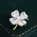 Four Leaf Clover Crystal Brooch for Jackets Scarves and Coats view 4