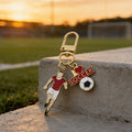 Enamel Soccer Player Keychain Gold Clip Heart Ball Charms view 3