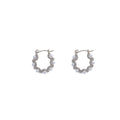 Silver Tone Scalloped Hoop Earrings Pearl Gray And White view 5