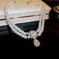 Double Strand Pearl Necklace Crystal Teardrop Pendant view 6