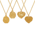 Gold Embossed Heart Irregular Double Sided Pendant Necklace view 5