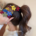 Velvet Flower Rhinestone Scrunchie Hair Ties 4 Colors view 1