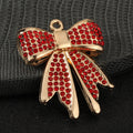 Rhinestone Bow Charm Pendant Two Metal Tones Five Colors view 10