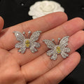Silver Tone Two Color Crystal Butterfly Stud Earrings view 3