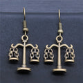Balance Scale Dangle Earrings in Silver and Bronze Tones view 5