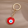 Gold and Silver Tone Round Enamel Evil Eye Split Ring Keychains view 7