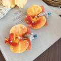 Orange Seashell and Fabric Flower Statement Hair Clips view 7