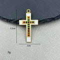 Enamel Cross Charm Pendant Rhinestone Gold-Tone Two Colors view 3