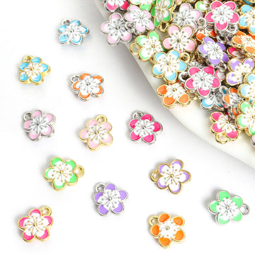 Double Sided Cherry Blossom Charms in Six Enamel Colors