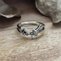 Antique Silver Hummingbird and Flower Dual Band Ring view 1