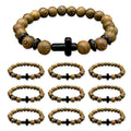 Wood Bead Cross Bracelet With Organza Bag And Thank You Tag Options view 4