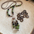 Coconut Shell Ring Drop Earrings Bead Tassel Necklace view 3