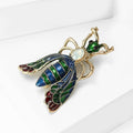 Gold Tone Enamel Bee Brooch Blue Green Wings Accent view 3
