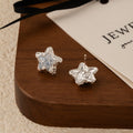 Clear Crystal Look Star Small Silver Tone Stud Earrings view 4