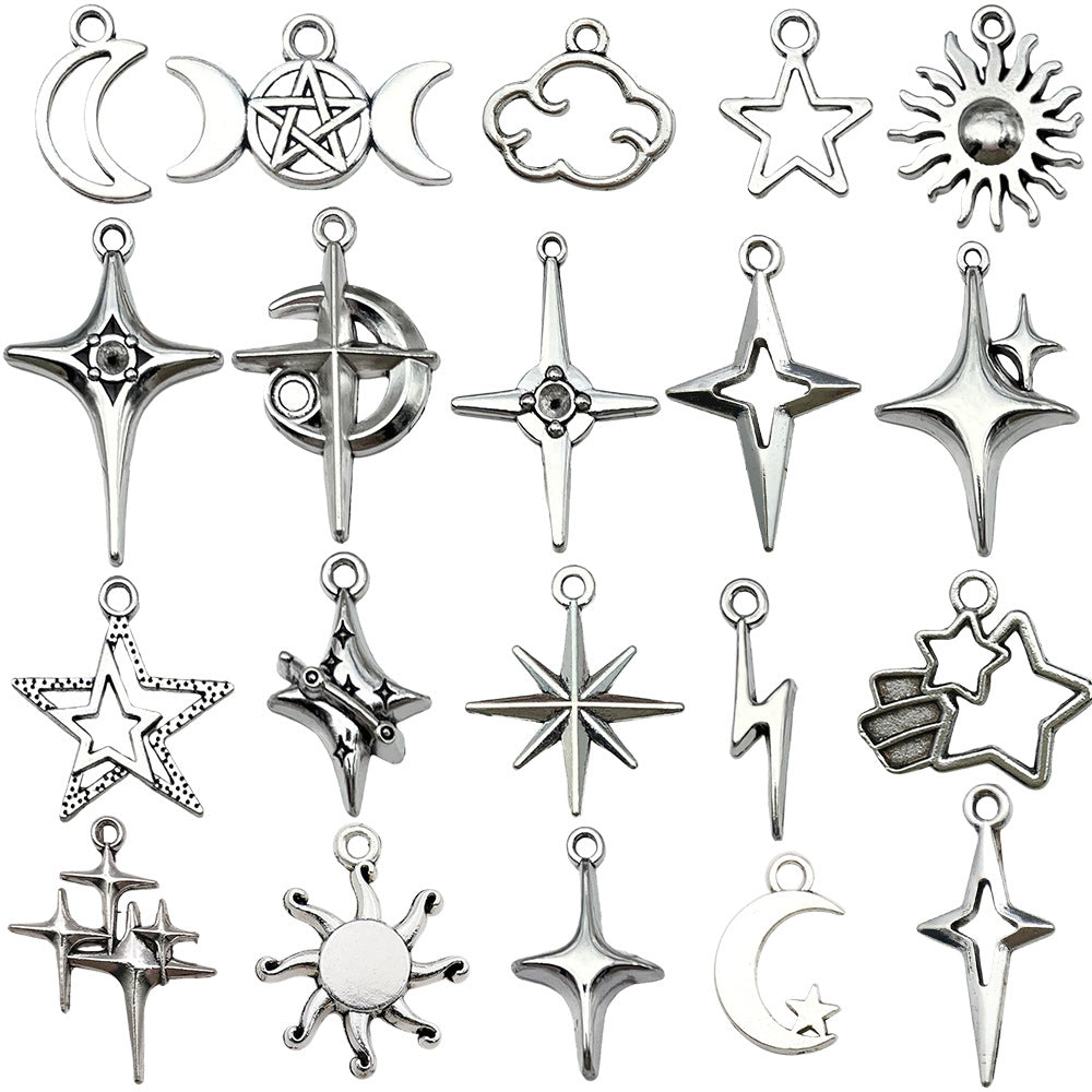 Zinc Alloy Cross Pentagram Hollow Star Charm Pendant for DIY Necklace Earring Bracelet
