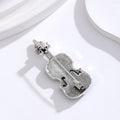 Silver Tone Violin Crystal Enamel Metal Brooch Pin view 3