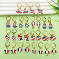 Red White Blue Enamel Charm Huggie Earrings, 28 Styles view 1