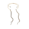 Double Layer Open Arm Cuff Rhinestone Tassel Two Colors view 5