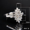 White Gold Marquise Halo Clear CZ Floral Finger Ring view 5
