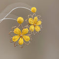 Woven Flower Stud Earrings in Six Color Combinations view 1