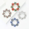 Rhinestone Flower Wreath Brooch Crystal Circle Pin Four Colors view 4