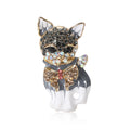 Gray and White Cat Brooch with Crystal Collar Decorative Clothing Pin view 5