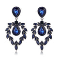 Blue Silver Tone Blue Teardrop Leaf Cluster Crystal Five Designs Metal Dangle Earrings view 7