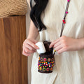 Brown Coconut Shell Beaded Woven Mini Crossbody Pouch view 4