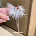 Feather And Crystal Tassel Earrings In Seven Designs view 2