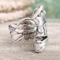 Antique Silver Embossed Floral Wide Wrap Open Ring view 4
