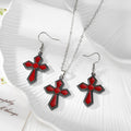 Black Red Enamel Cross Earrings Necklaces Six Options view 3