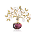 Pearl Branch Tree Brooch with Blue or Burgundy Crystal view 5