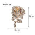 Gold Tone Rose Crystal Metal Brooch Pin for Jackets and Lapels view 2