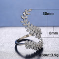 Long Leaf Branch Adjustable Open Ring In Polished Silver Tone view 4