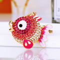 Upgraded Jeweled Round Fish Keychains in Five Pictured Colors view 7