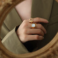 Gold And Steel Open Threaded Shackle Style Rings Size 7 view 4
