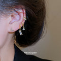 Gold Zircon Huggie Hoop And Butterfly Stud Four Piece Set view 3