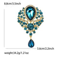 Large Teardrop Glass Court Brooch Six Crystal Color Pin view 9