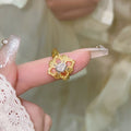Three Gold Or Silver Pink Flower And Daisy Crystal Ring Designs view 6