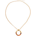 Resin Amber Ring Pendant Box Chain Necklace Two Tones view 5