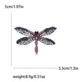 Dragonfly Brooch in Metal with Open Wings Set with Multicolor Crystals view 5