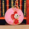 Jeweled Mouse Pom Pom Keychains in Six Fur and Ornament Color Combinations view 3