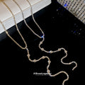 Crystal Y Drop Necklace With Polished Metal Tone Details view 2