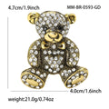 Crystal Teddy Bear Brooch in Blue Antique Gold or Silver Tone view 3