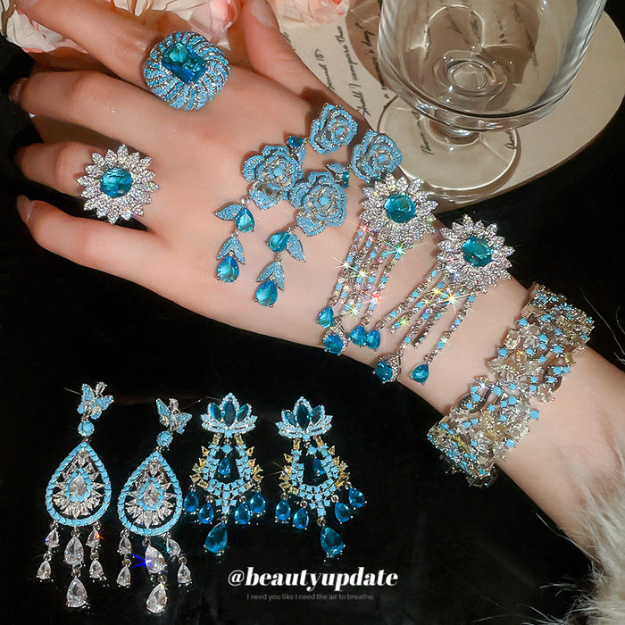 Blue Floral Statement Jewelry Collection With Six Designs