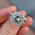 Round Flower Halo Crystal Ring in Polished Metal Jewelry view 3